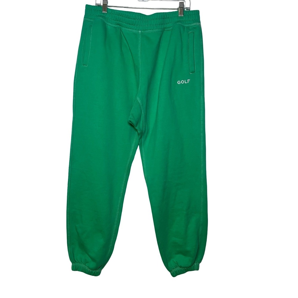 Golf Wang Mens XL Green Fleece Sweatpants Embroidered Logo Streetwear Joggers